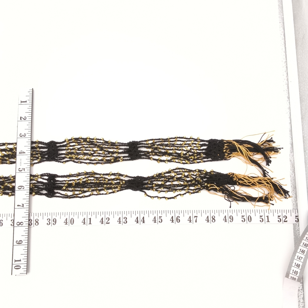 Vintage-Boho Style Multi-Strand Black & Gold Bead Belt - Picture 3 of 8